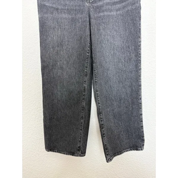 Madewell The Perfect Vintage Wide-Leg Crop Jeans Size 29 Washed Black Robles - Image 10