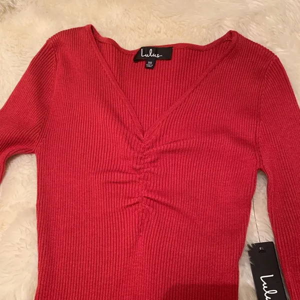 Lulu’s Brick Red Ribbed Bodycon Sweater Dress - Image 5