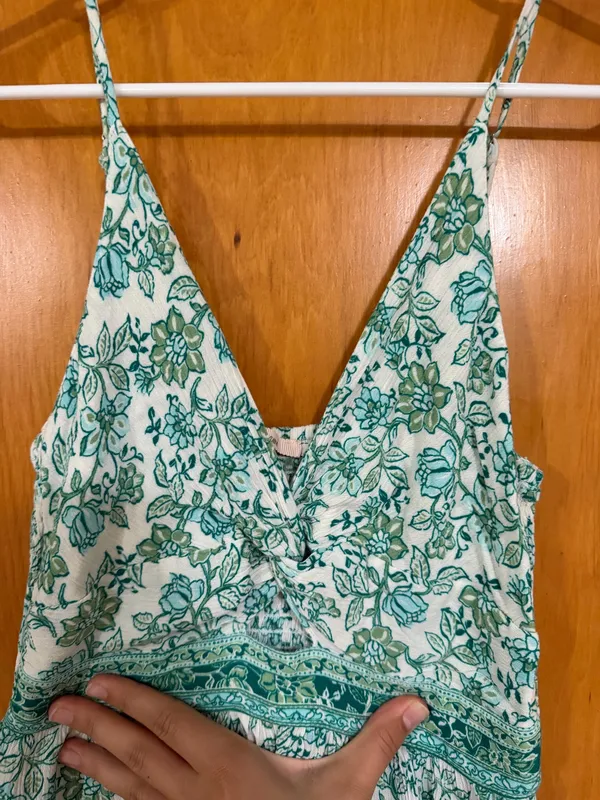 Green Francesca's Mini Dress Floral Small - Image 2