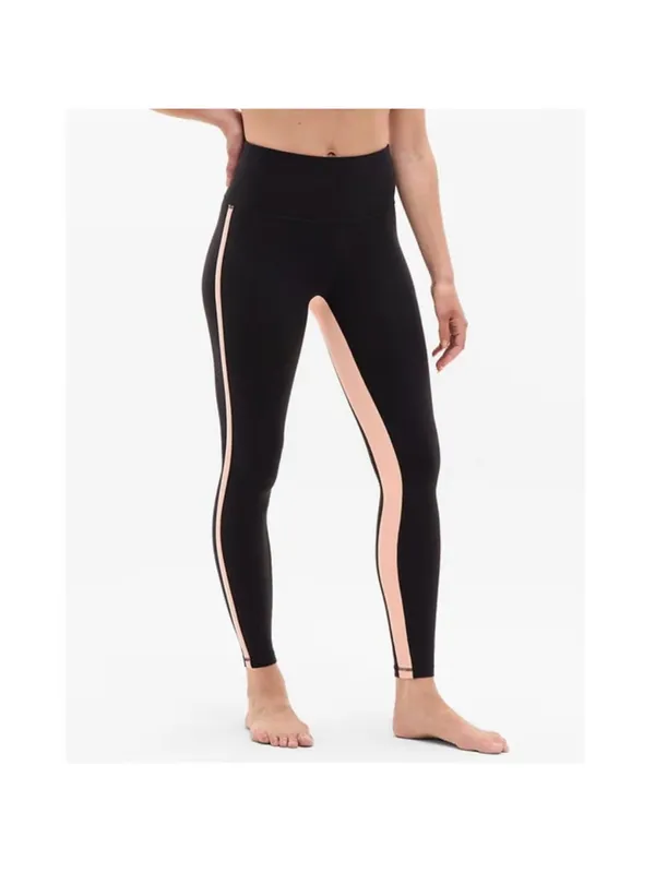$99 NWOT Athleta Elation Ultra High Rise Piping Leggings black/mimosa pink XS - Image 3