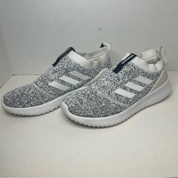 Adidas Cloudfoam Gray and White Slip-On Sneakers - Image 2