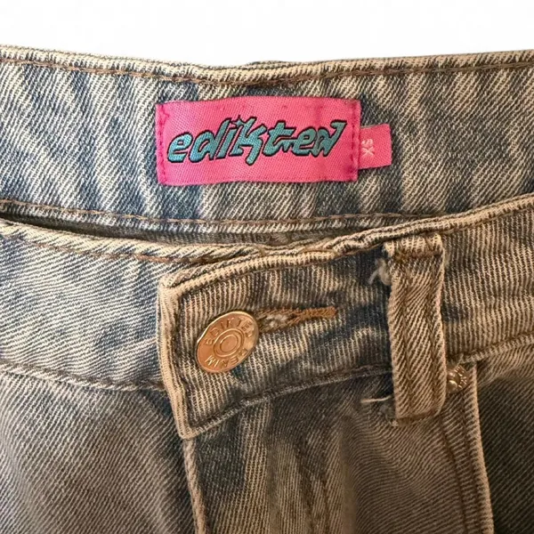 Edikted Light Wash Relaxed Wide Leg Denim Jeans Size XS - Image 2