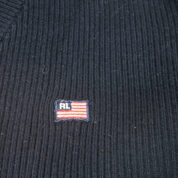 Vintage 90s Polo Jeans Co. Ralph Lauren Black Ribbed V Neck Sweater - Image 5