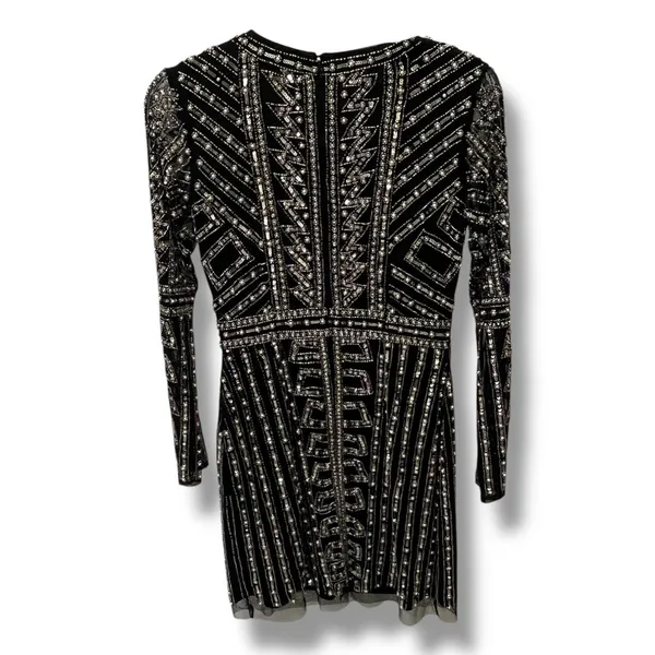 Gianni Bini Black Dani Pearl Silver Sequin Dress size 0 - Image 7