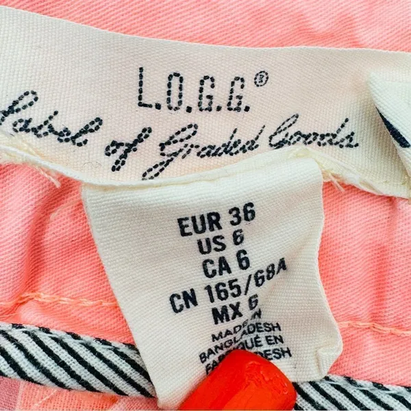 H&M Twill Cuffed Chino‎ Bermuda Shorts Neon Coral Size 6 Stretch - Image 8
