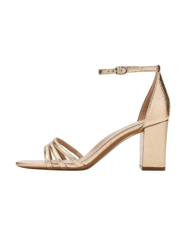 NWT Naturalizer Heidi Faux Leather Block Heel Sandals Light Champagne Brown 6.5M - Image 4