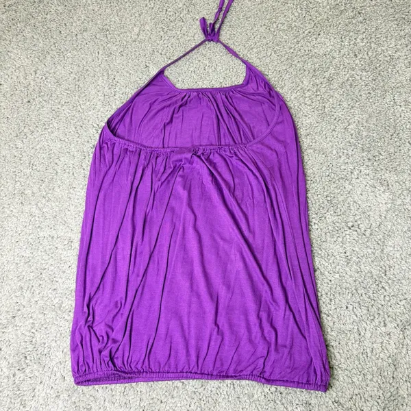 Urban Nomad Earthbound Trading Purple Halter Bubble Hem Boho Top Womens L XL - Image 2