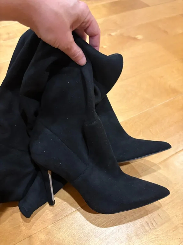 Aldo over the knee suede-like stiletto heel boots black sz 7.5 - Image 3