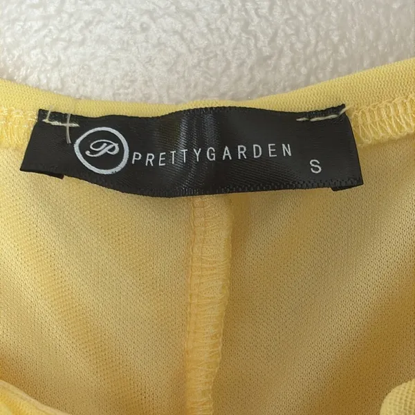 Pretty garden butter yellow mini‎ dress long sheer sleeves ruched body Size S - Image 6