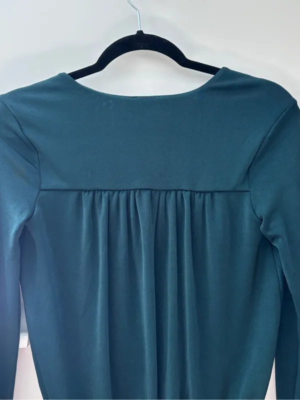 Free People Intimately Turnt Wrap Bodysuit XS Emerald Green Draped Blouse Top - Image 9