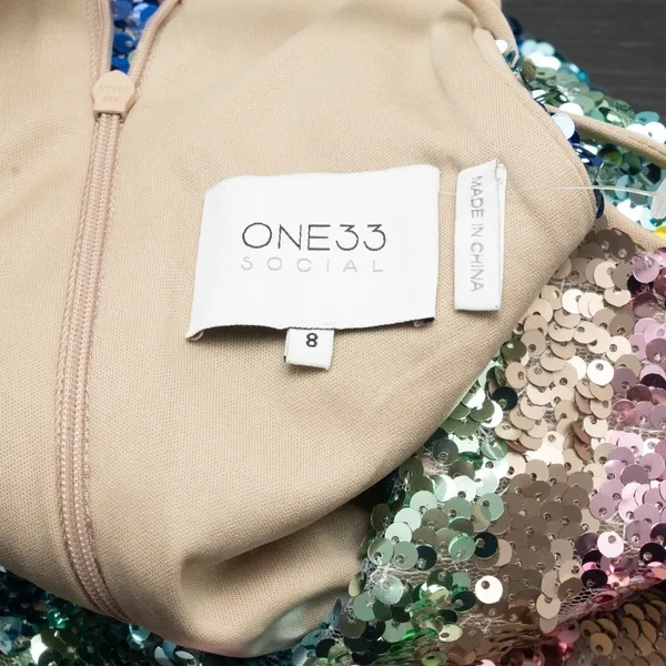 One‎ 33 Social. Sequin multicolor cocktail dress. Pink - Image 4