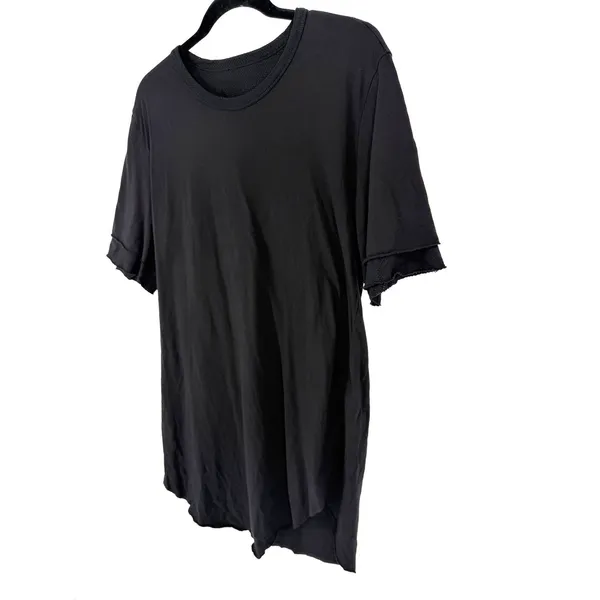 Lost & Found Ria Dunn T-Shirt Dress M Black Asymmetrical Raw Edge Made In Italy - Image 3