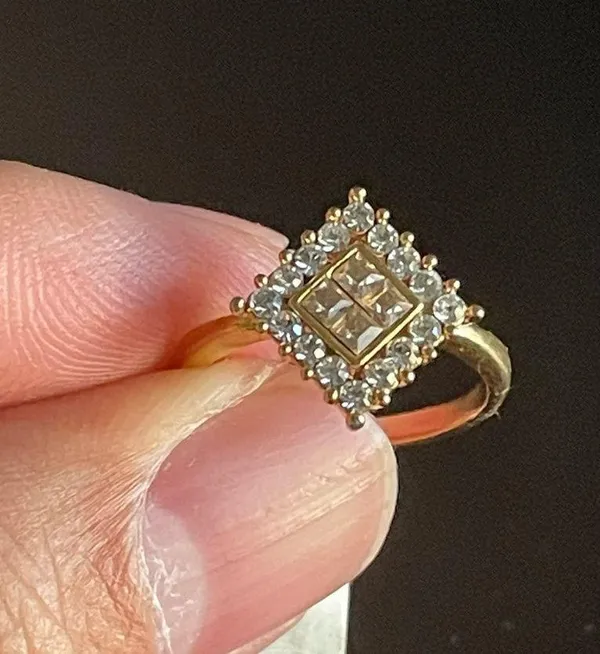 Simulated diamond shaped gold plated ring size 5 - Image 5