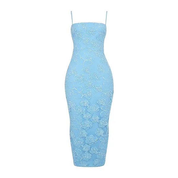 House of CB | Eva Embroidered Floral Corset Maxi Dress in Tuscan Blue | Large - Image 11
