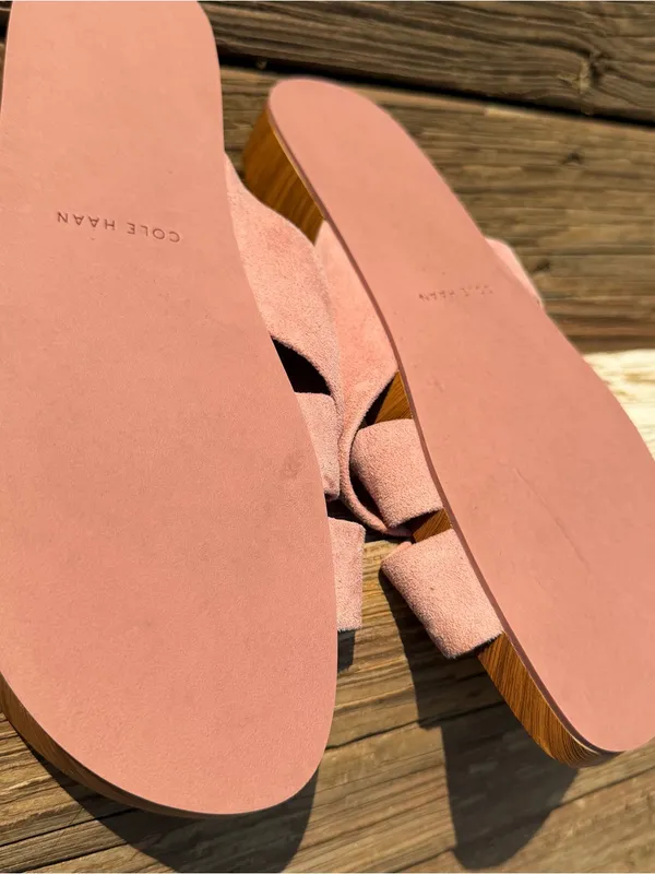 Cole Haan Pink Suede Criss Cross Slide Sandals Women’s Size 9B - Image 7