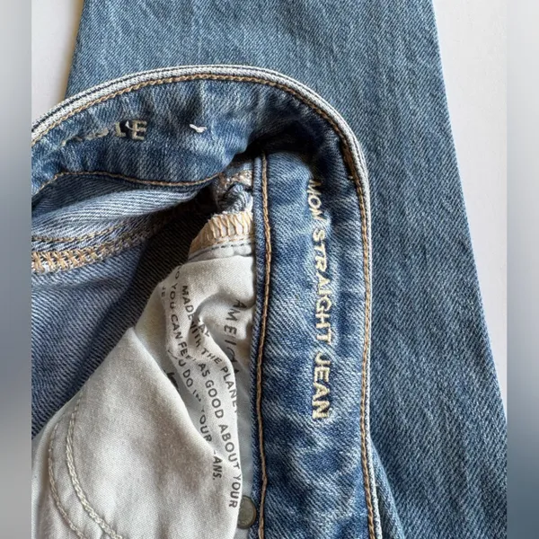 American Eagle Plaid Patchwork Distressed Mom Straight Jean - Image 4