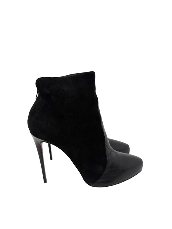 Christian Louboutin Gaetanina Black Leather Suede Almond Toe Ankle Boots Size 40 - Image 2