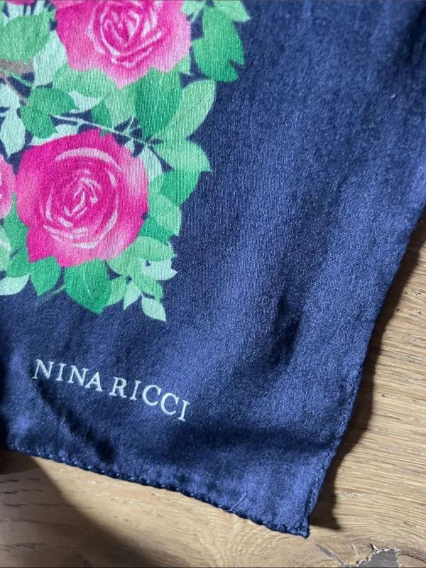 Nina Ricci Floral Handkerchief Bandana Neckerchief Scarf Silk? - Image 3