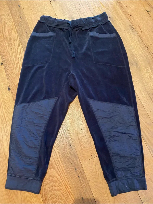 Free People Movement Let It Go Velour Joggers Blue Stretch Pants Medium - Image 4