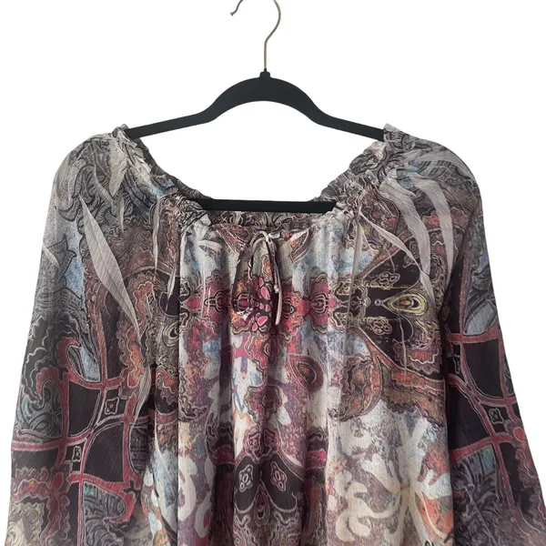 Live and Let Live Women's‎ Size XL Hippie Boho Printed Top - Image 2