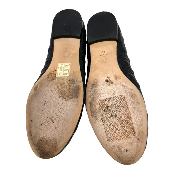 Tory Burch Black Leather Quilted Bow Ballet Flats Designer Shoes Size 7 - Image 7