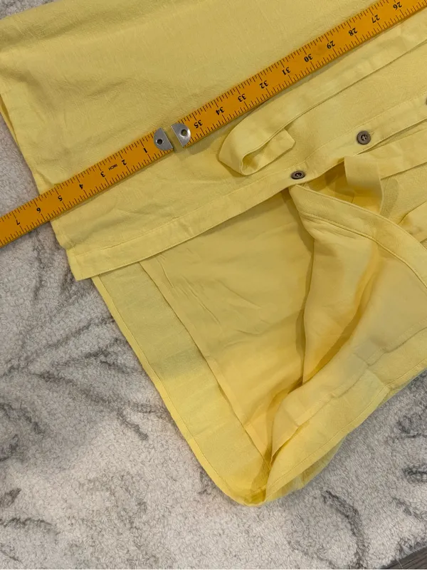 Lulus Yellow Linen Blend Button-Front Belted Midi Shirt Dress XS NWT - Image 11