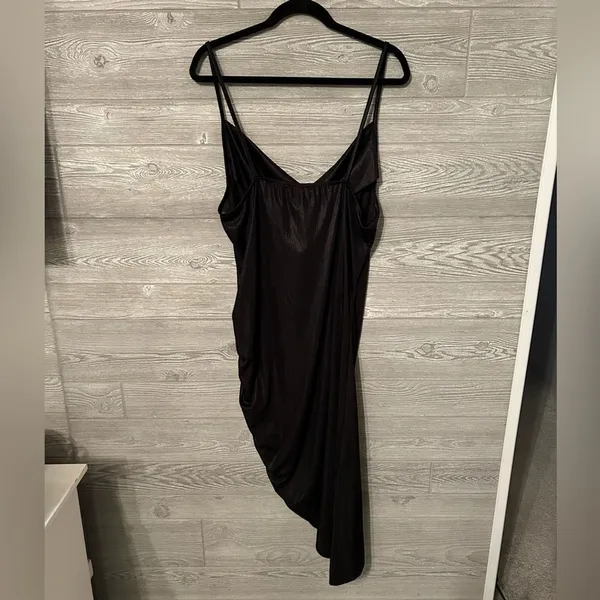 Forever‎ Rose Couture Black Asymmetric Cowl Neck Ruched Midi Dress Womens 3X NWT - Image 5
