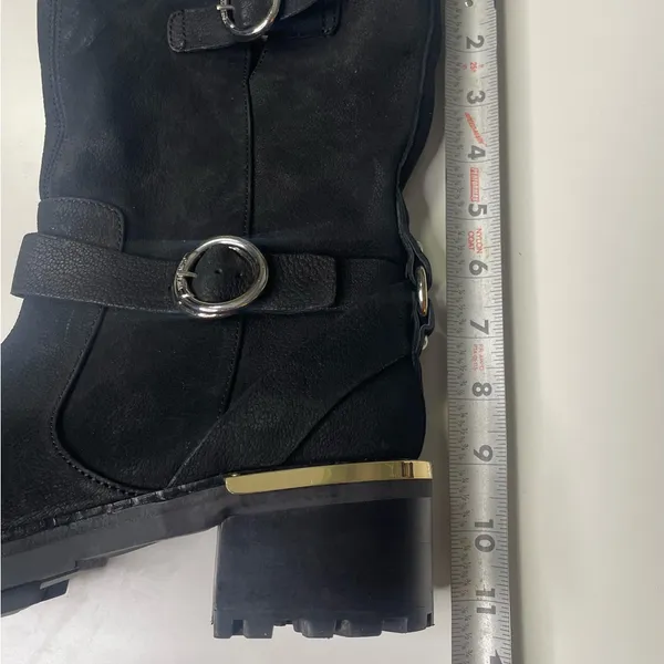 Vince Camuto Kerivini Black Suede Leather Buckle Zip Moto Biker Boots Women's 8M - Image 3