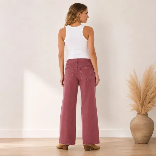 Wild Fable Womens Low Rise Wide Leg Jeans Berry Pink Rose Denim Size 6/R NEW - Image 2