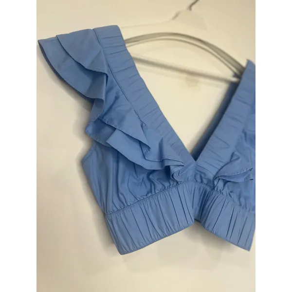 Abercrombie & Fitch Women’s Ruffled Crop M Blue - Image 3