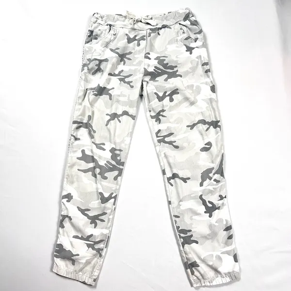 Gigi Moda Joggers Womens Made in Italy Camo‎ Rhinestone Gray White Cotton - Image 3