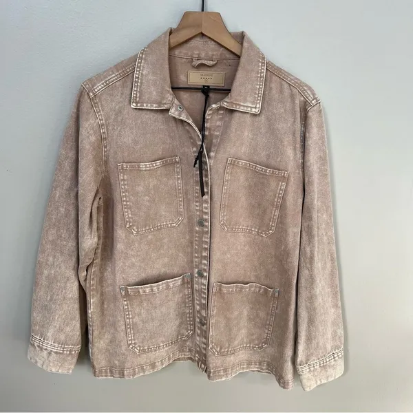 Blank NYC NWT Garment Dye Acid Wash Twill Shirt Jacket in Stoned Size Medium - Image 5