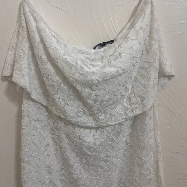 Lulu’s white lace strapless dress size L - Image 3