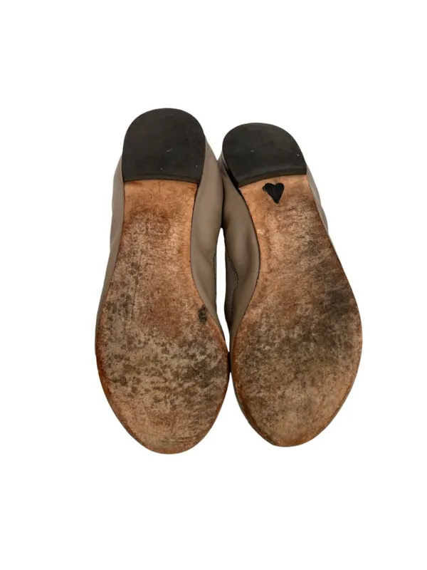 Tory Burch Jolie Ballet Flats Beige Leather Cap Toe Logo Size 8 Quiet Luxury - Image 7