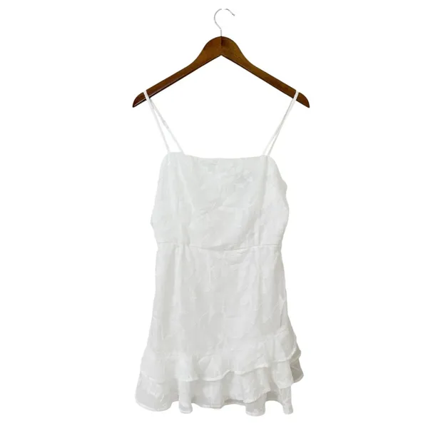 Lulus Days with You White Floral Burnout Ruffled Mini Dress size Large NWT - Image 4