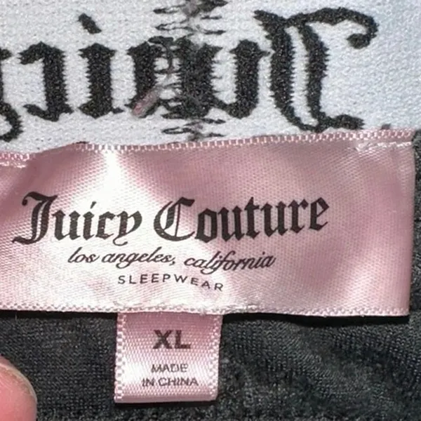 Juicy Couture Velour‎ Sleep Shorts Black Monogram Logo XL Y2K - Image 3