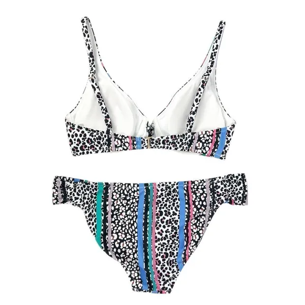 Jessica‎ Simpson Underwire Push-up Bikini Leopard Print Stripes Size Small - Image 5