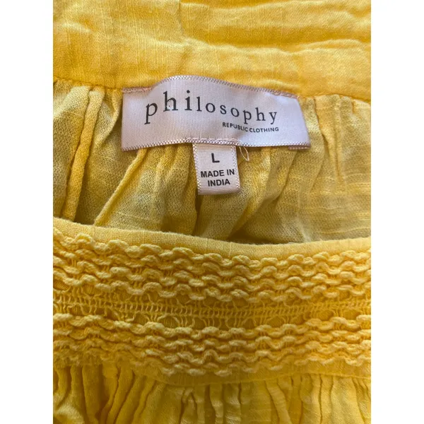 Philosophy Republic Clothing Yellow Square Neck Peasant Top L Cottagecore‎ Boho - Image 4