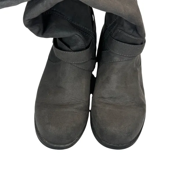 JustFab Carmona Over The Knee Boots Faux Suede Grey Moto Buckle‎ Women 10 Riding - Image 8