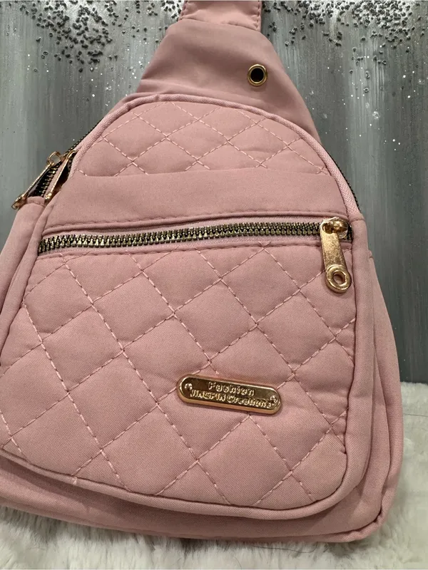 Quilted Pink Crossbody Sling Bag - Women's Fashion - Image 3