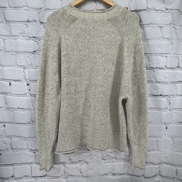 Loft Sweater Women's L Beige Marled Pullover Round Neck Rolled Hem Oversized - Image 2