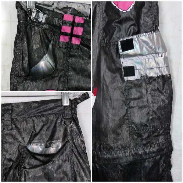 Club Exx Dolls Kill Convertible Cargo Pants S DIY Hand Painted Goth Cyber Rave - Image 7