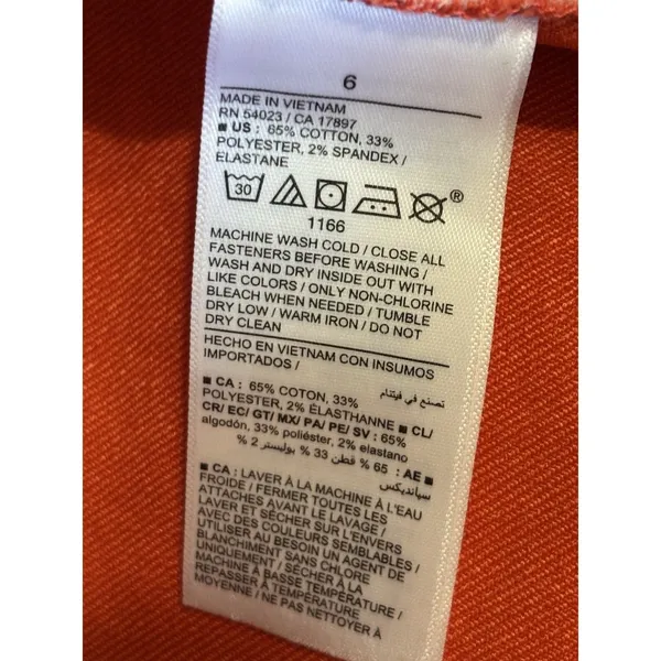 Old Navy Orange Denim Short Size‎ 6 Zip Button Mid Rise Summer Beach - Image 6