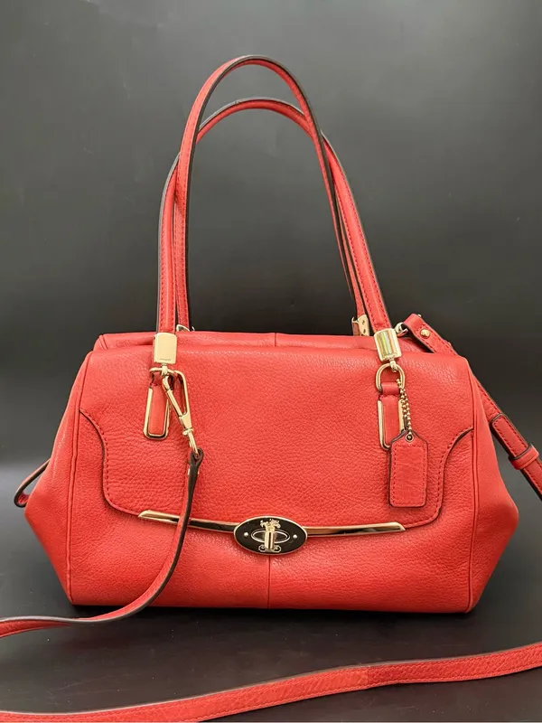 COACH 25169 Madison Madeline Orange Pebbled Leather East/West Satchel Crossbody - Image 16