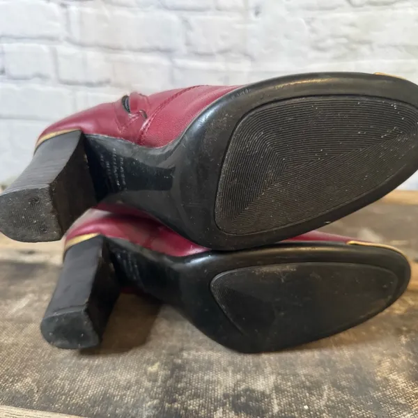 70’s Etienne Aigner Burgundy Red Heel Boots - Image 10