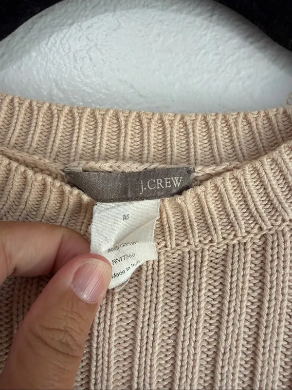 J Crew cotton ribbed crewneck sweater, women’s medium cotton - Image 3