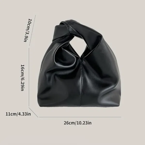 Commense Faux Black Leather Leather Handbag with Twisted Top Handle Mini Bag - Image 8