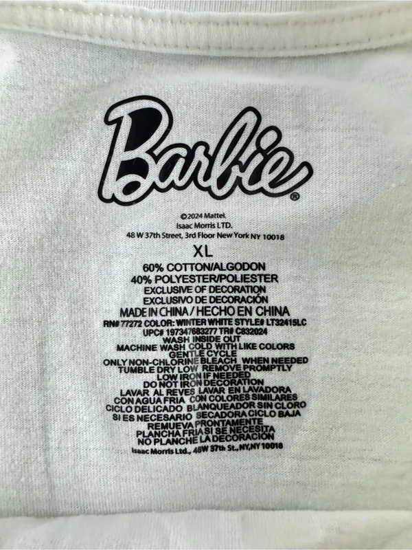 Barbie Girl Limited Edition Graphic Tee XL White Oversized Y2K Dollcore T-Shirt - Image 7
