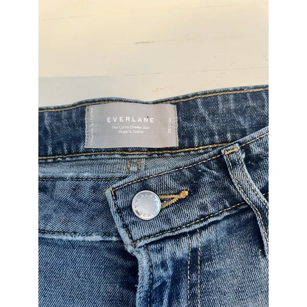Everlane The Curvy Cheeky Jean Medium Wash Organic Cotton Raw Hem‎ Size 29 Crop - Image 3