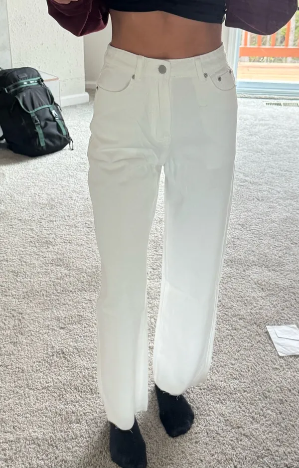 White Straight Leg Jeans Size XS - Image 2